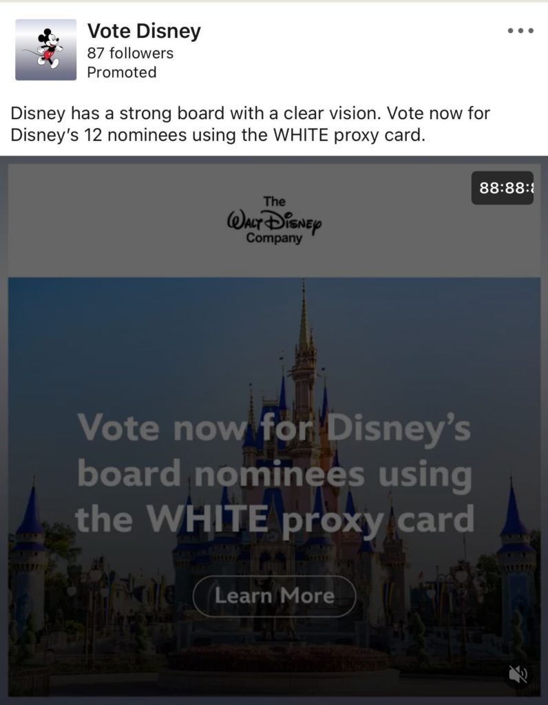 Disney LinkedIN ad
