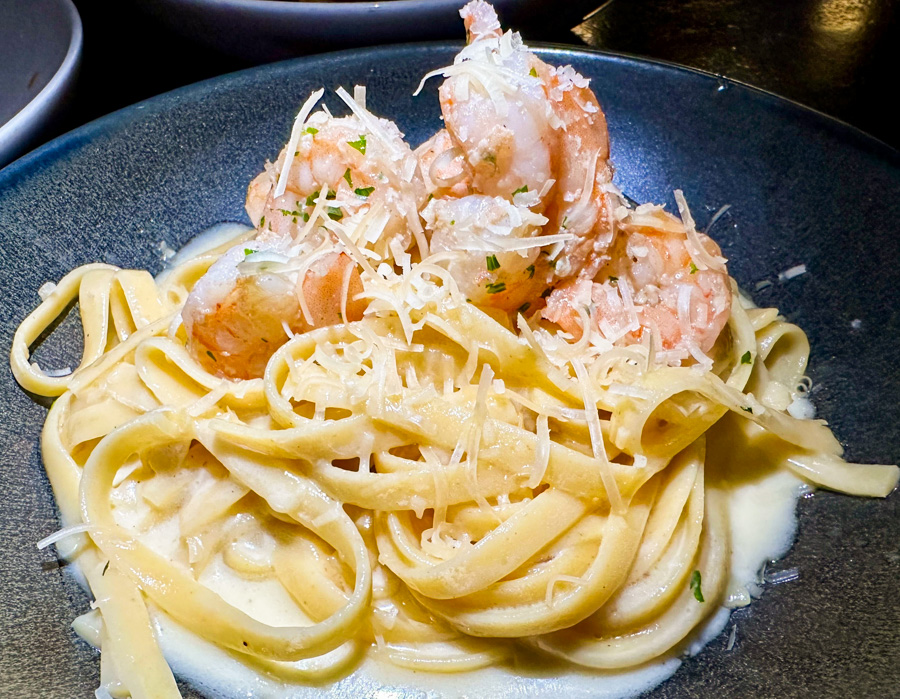 Mama Melroses New Menu Items Fettuccine Alfredo with Shrimp