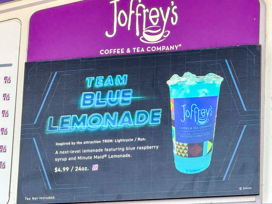 Team Blue Lemonade Joffreys Tomorrowland Tron Magic Kingdom Drinks 2024