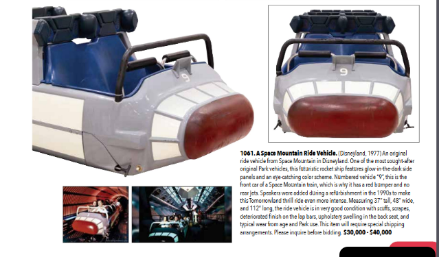Joel Magee Auction Space Mountain Ride Vehicle