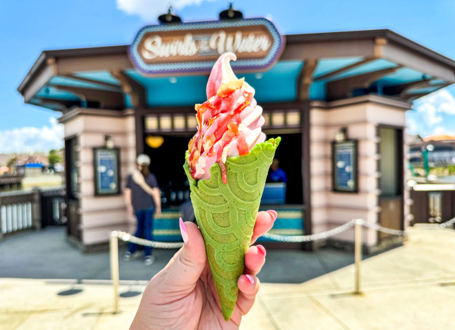 Swirls on the Water Disney Springs Dole Whip Matcha Cone