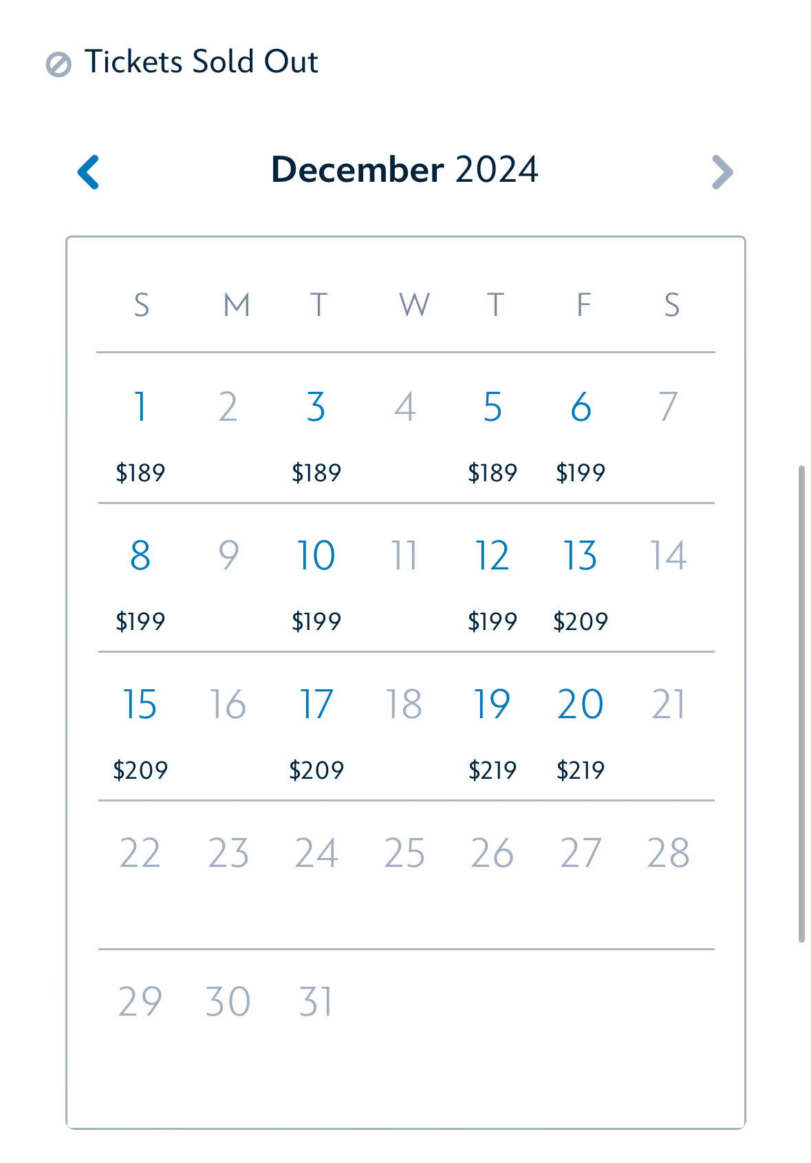 Mickey's Very Merry Christmas Party pricing