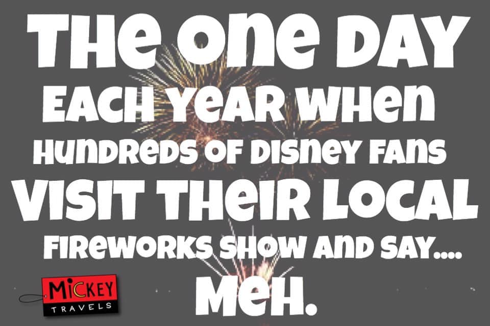 The one day each year when disney fans everywhere visit their local fireworks show and say... meh. 4th of July