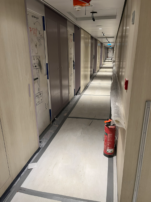 final stateroom installed disney treasure deck 7 hallway update from meyer werft july 16 2024