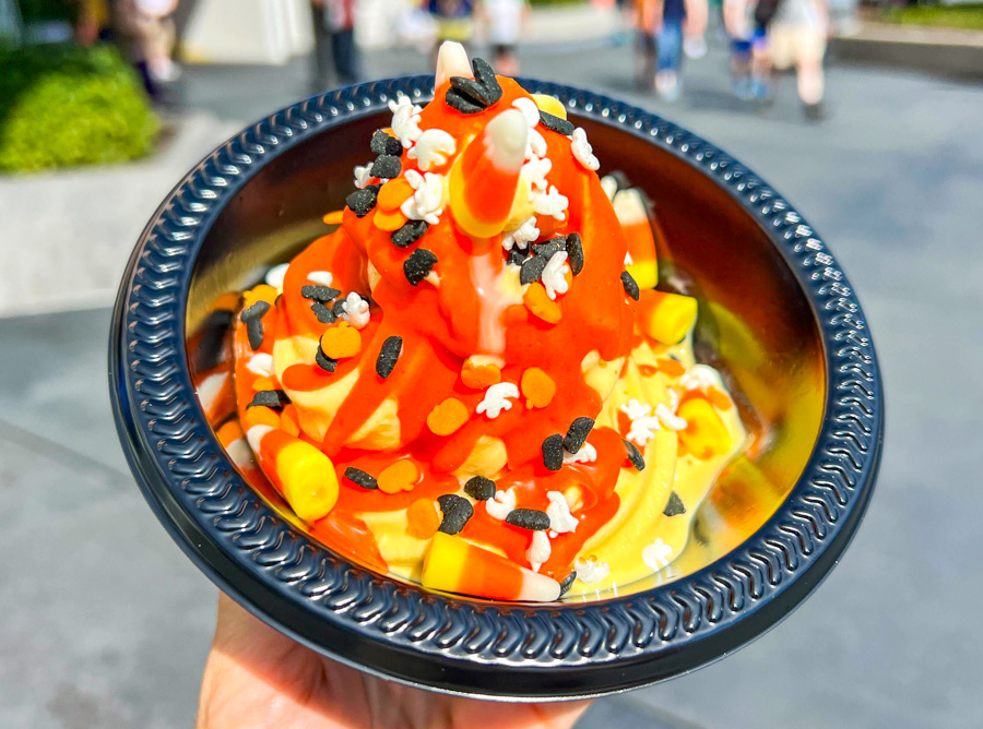 Candy Corn Soft-Serve Sundae Auntie Gravity's Galactic Goodies Tomorrowland Magic Kingdom Halloween